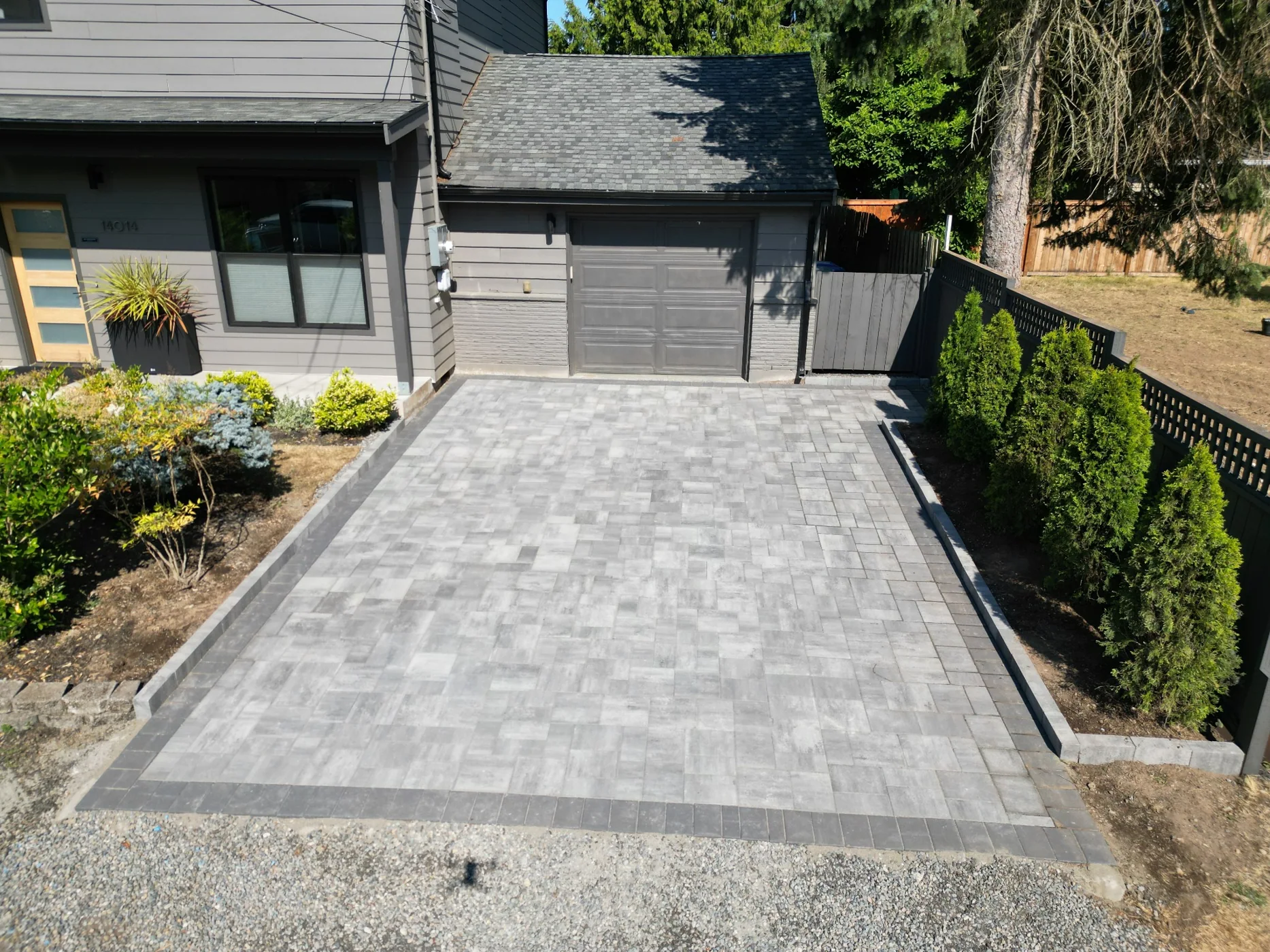Paver driveway and landscaping at a Seattle area home